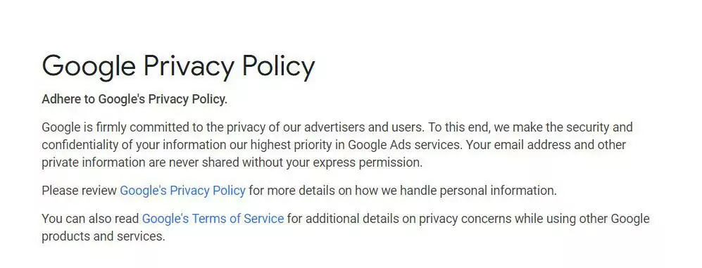 google privacy policy adlock