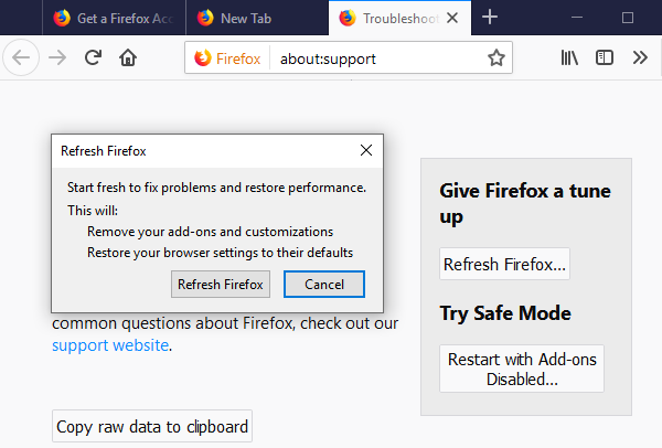 firefox refresh page javascript