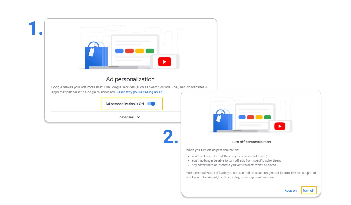 Turn off Ads Personalization 