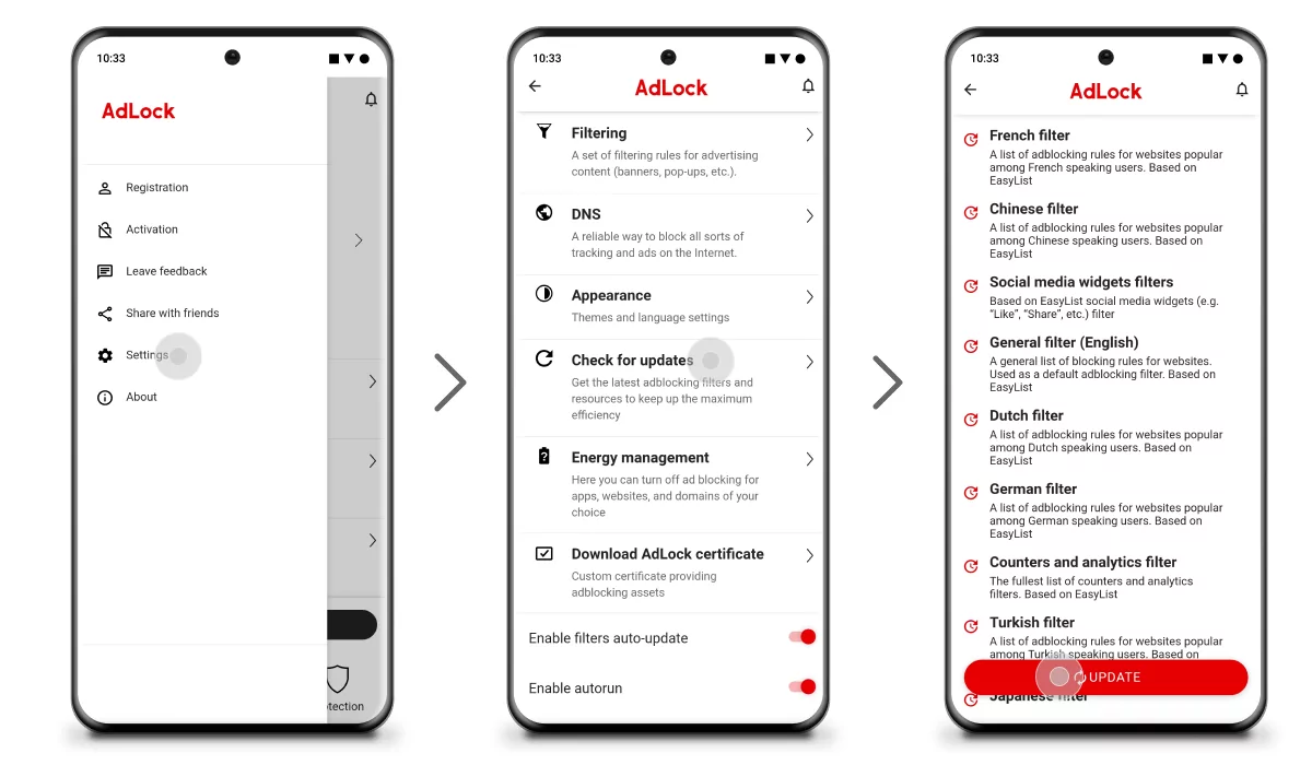 update filtering resources AdLock