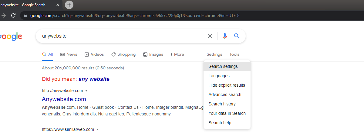 Change Search Settings