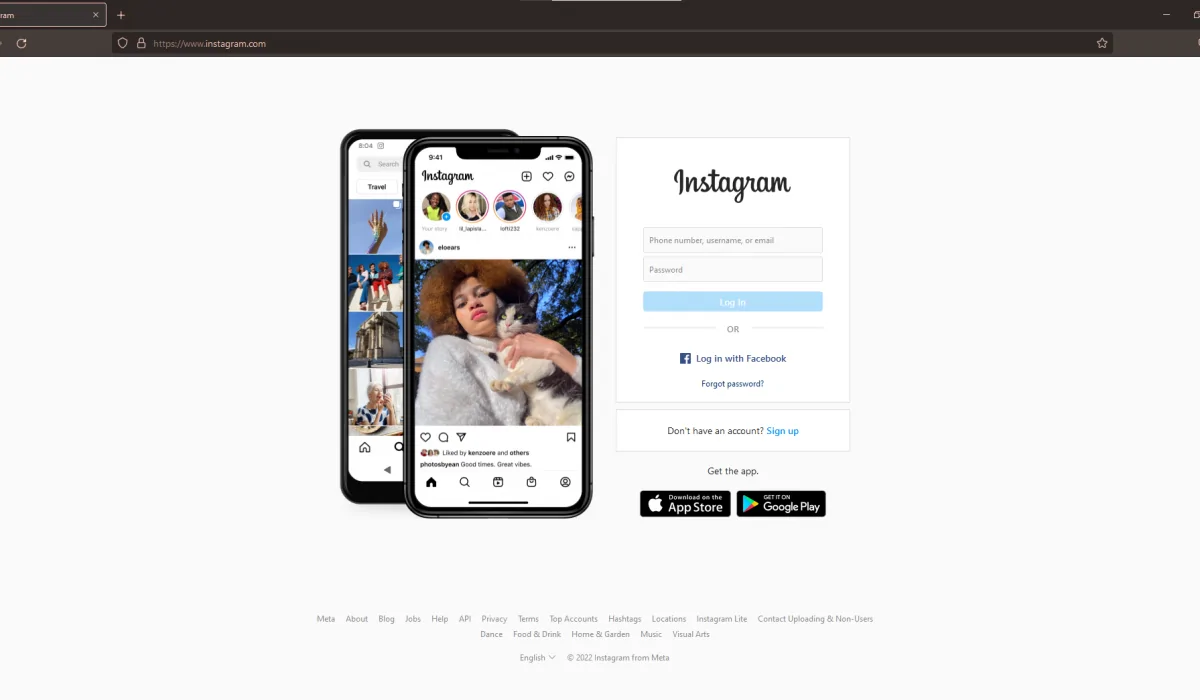 log in to your Insta through the web browser