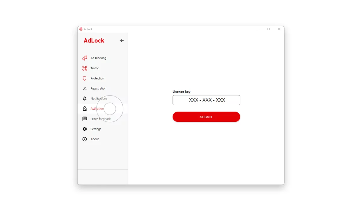 AdLock activation window