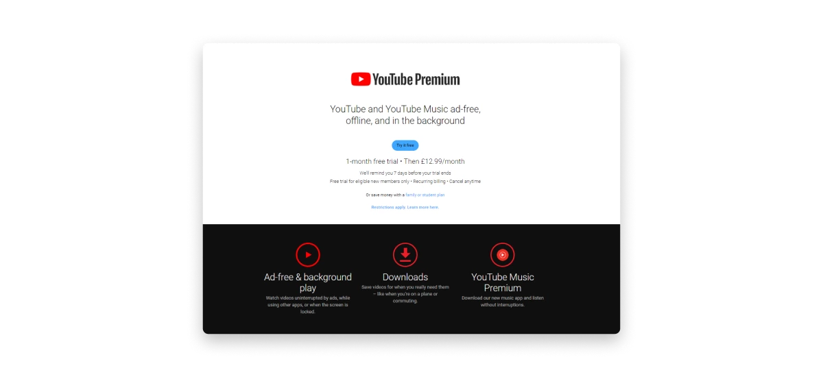 YouTube Premium offers